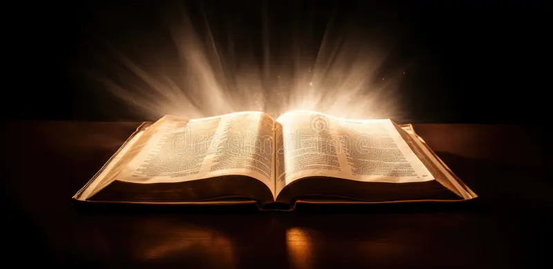 Bíblia aberta com luz suave, simbolizando a revelação dos nomes de Deus